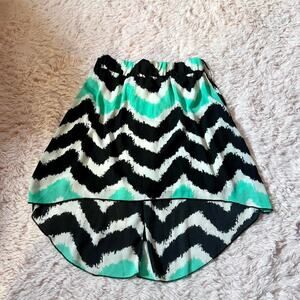 Y2K Chevron Skater 2000s Flirty Scenecore Whimsical High Low Asymmetrical Skirt